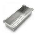 Fossa 15"x4" 304 Stainless Steel Handmade Colander for Single & Double Bowl Kitchen Sink - Matte Silver