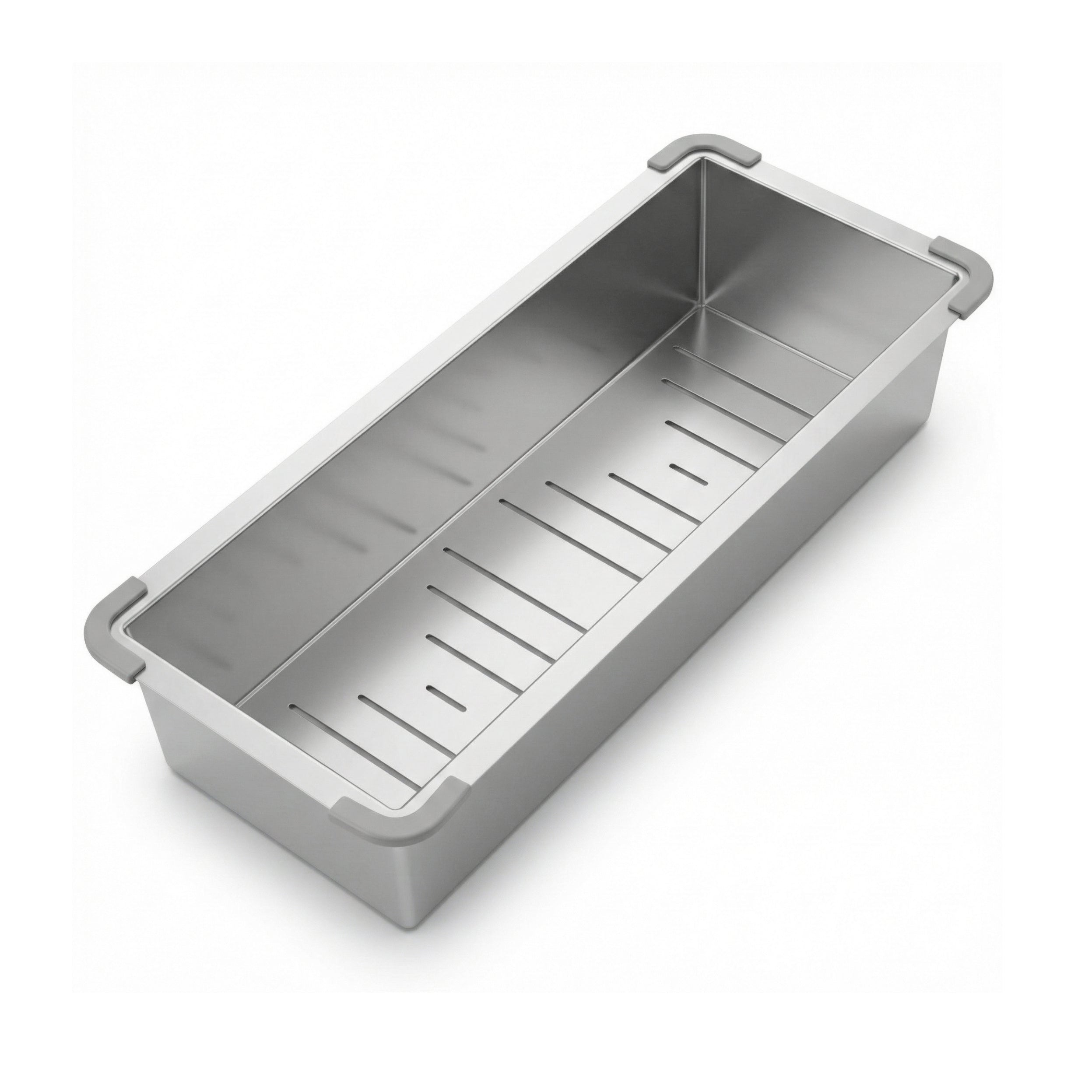 Fossa 15"x4" 304 Stainless Steel Handmade Colander for Single & Double Bowl Kitchen Sink - Matte Silver