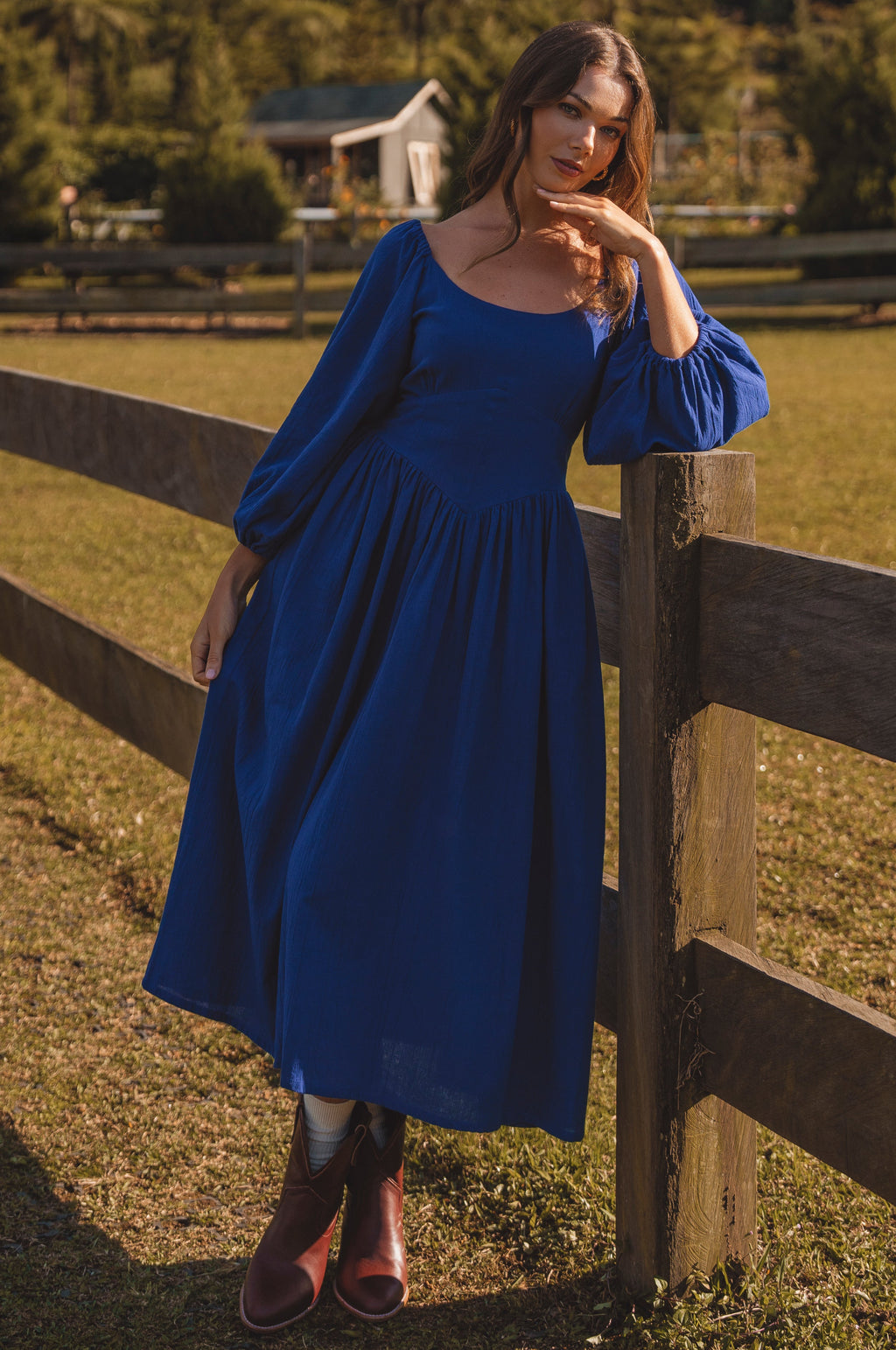 Genevieve Puff Sleeve Midi Dress