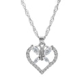 Anniversary Jewelry Silver Chain Full Rhinestone Butterfly Heart Charm Necklace