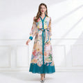 Bloom Elegance Printed Chiffon Maxi Shirt Dress