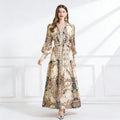 Regal Paisley Belted Chiffon Maxi Dress