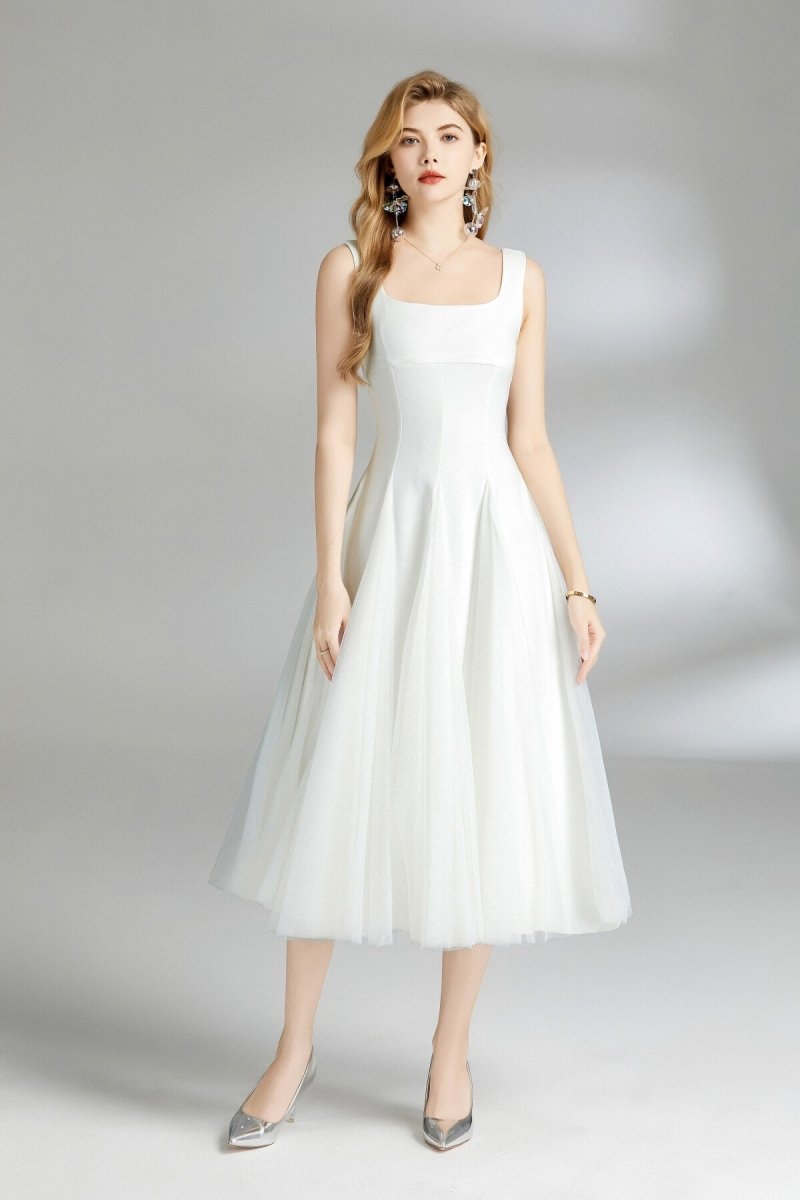 Thick Strap Tulle Puffy Fairy Midi Dress